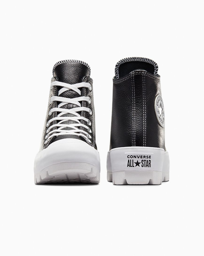 Tenis Converse Chuck Taylor All Star Lugged Couro Cano Alto Feminino Pretas Branco | PT R093047